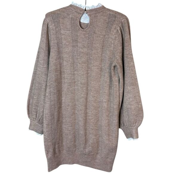 ASOS Women’s Sz US 0 Knit Dress with Lace Detail in Oatmeal - Picture 9 of 9